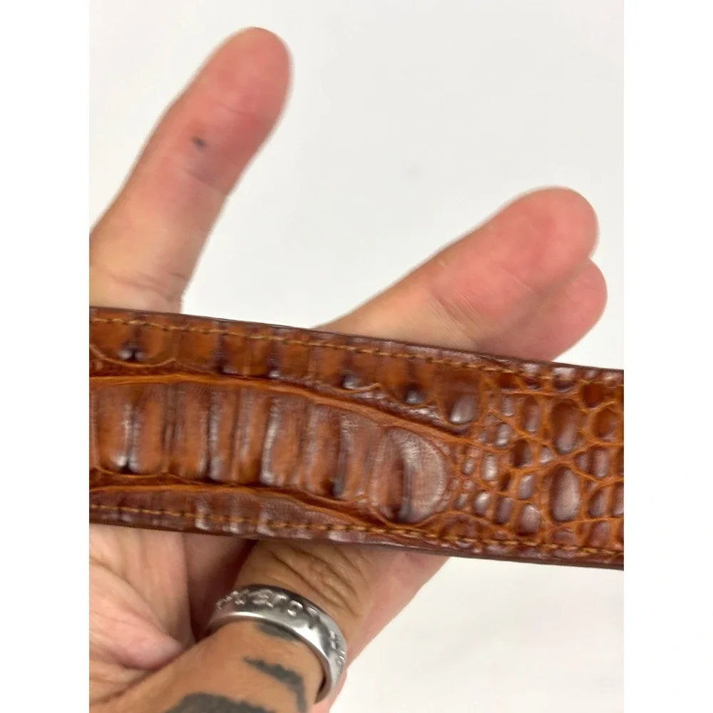 Vintage Alligator Belt Sterling Turquoise Inlay‎ Signed Buckle Set 28 Rare